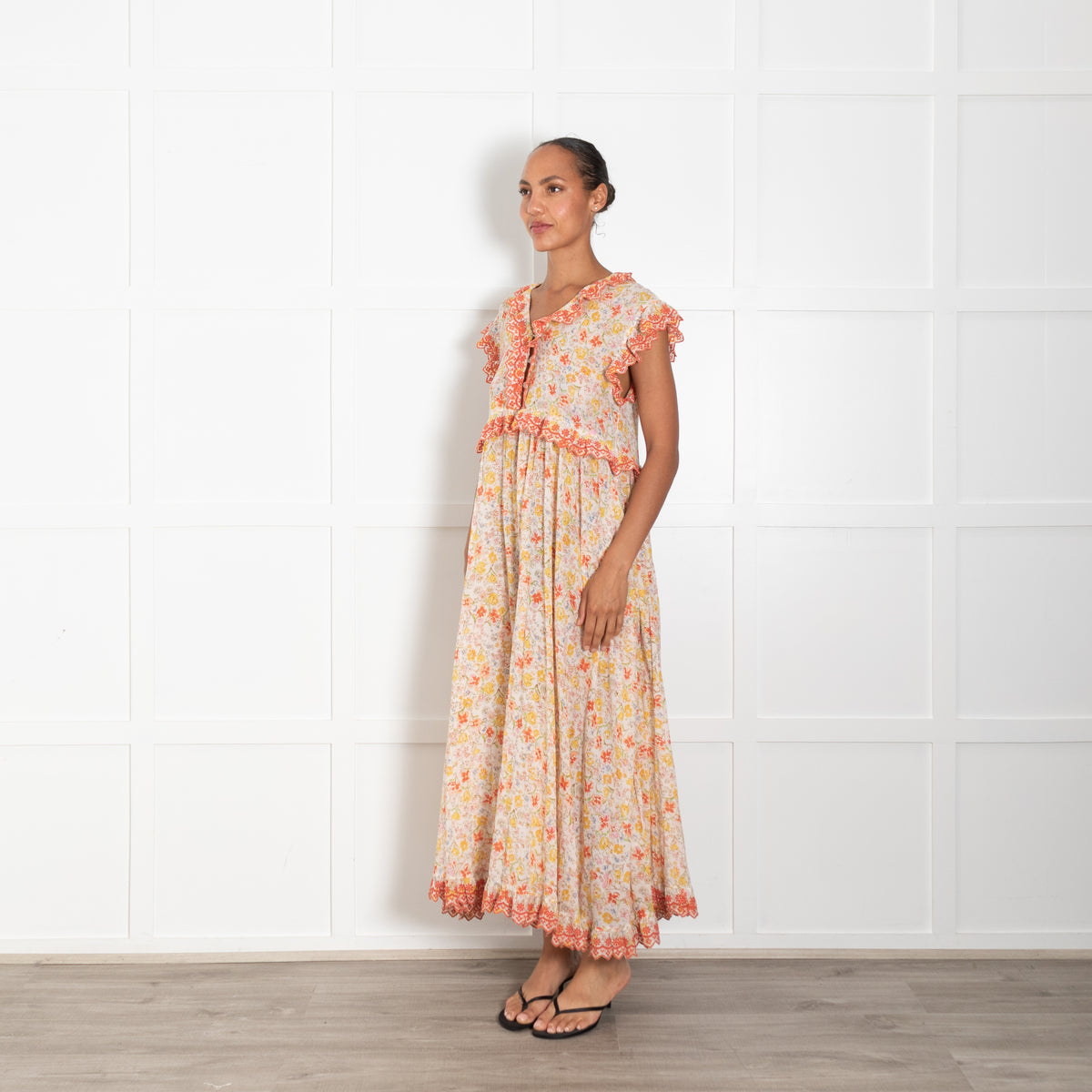 Free People Melania  Orange Cotton Maxi Dress