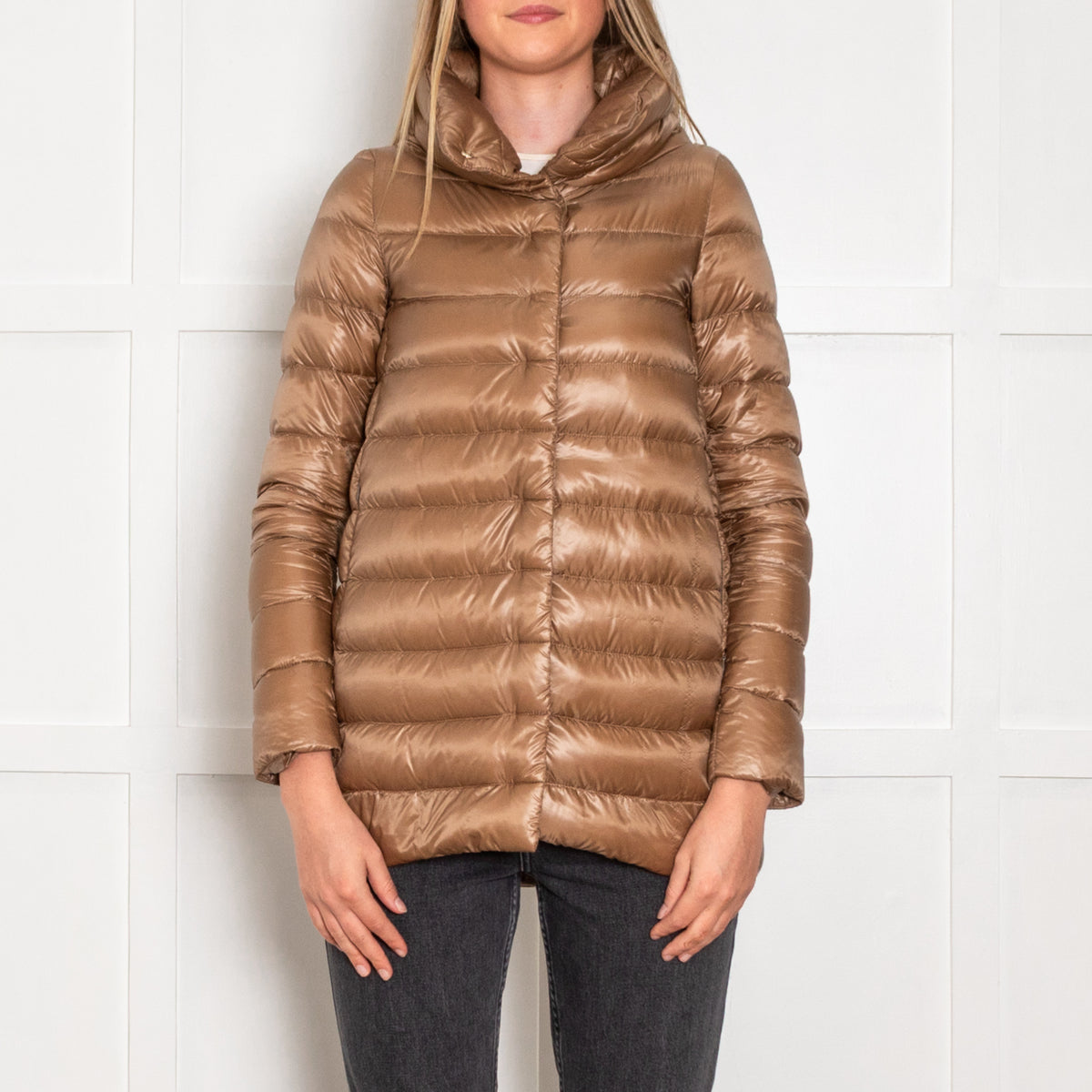 Herno Iconico Gold Brown Puffer Shell Jacket