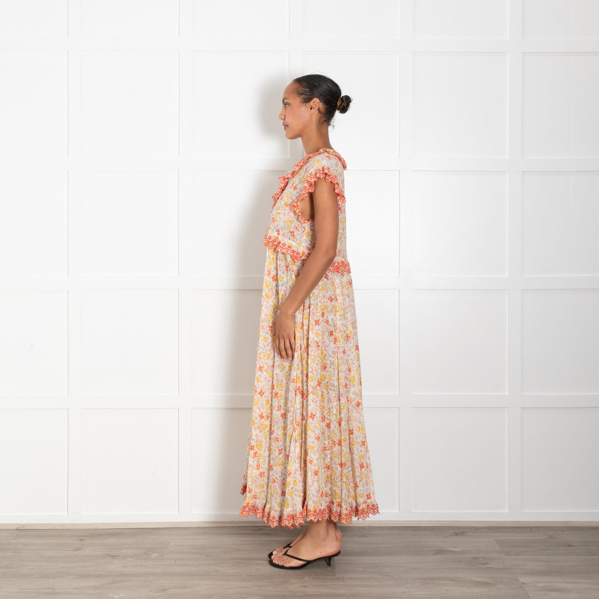 Free People Melania  Orange Cotton Maxi Dress