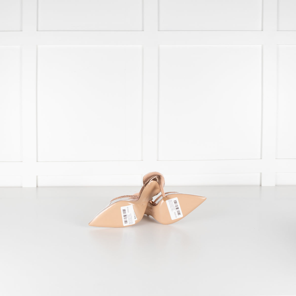 Gianvito Rossi Rose Gold Leif Plexi Trasp Diamante Shoes
