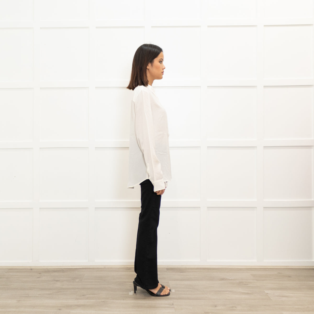 Equipment Cream Silk Scallop Bib Shirt