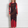 Loewe Red and Black Printed Sheer Dress