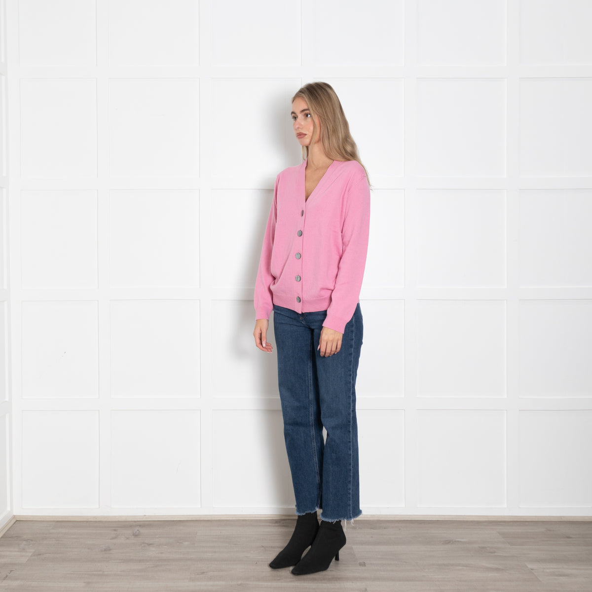 Queene & Belle Pink Multi Butterfly Back Cashmere Cardigan