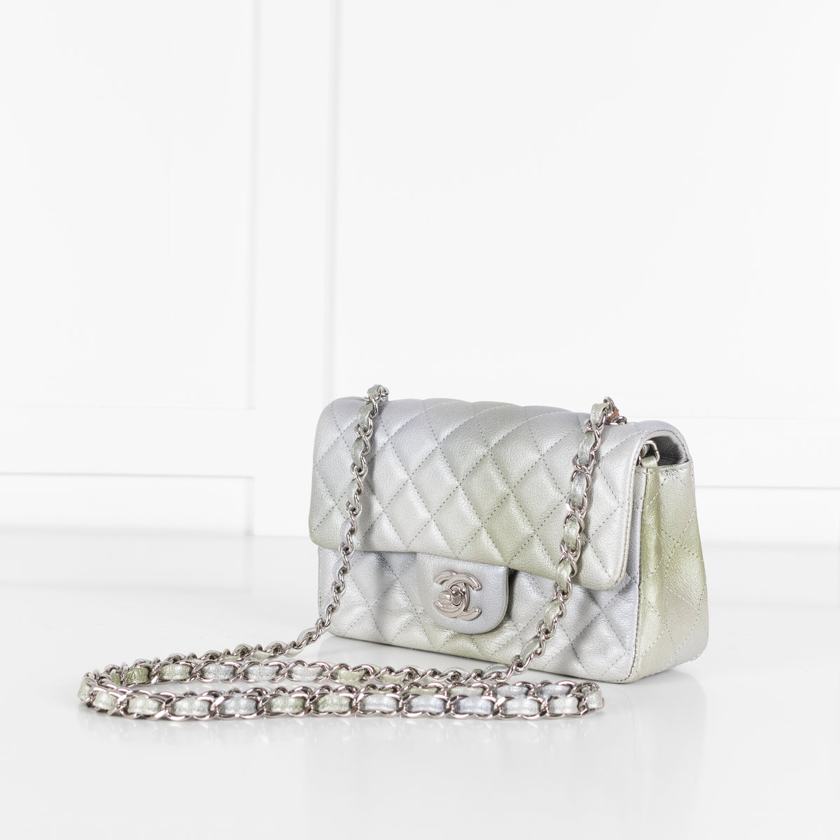 Chanel Green and Silver Limited Edition Mini Flap
