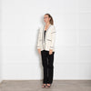 Maje Cream Cardigan with Black Trim