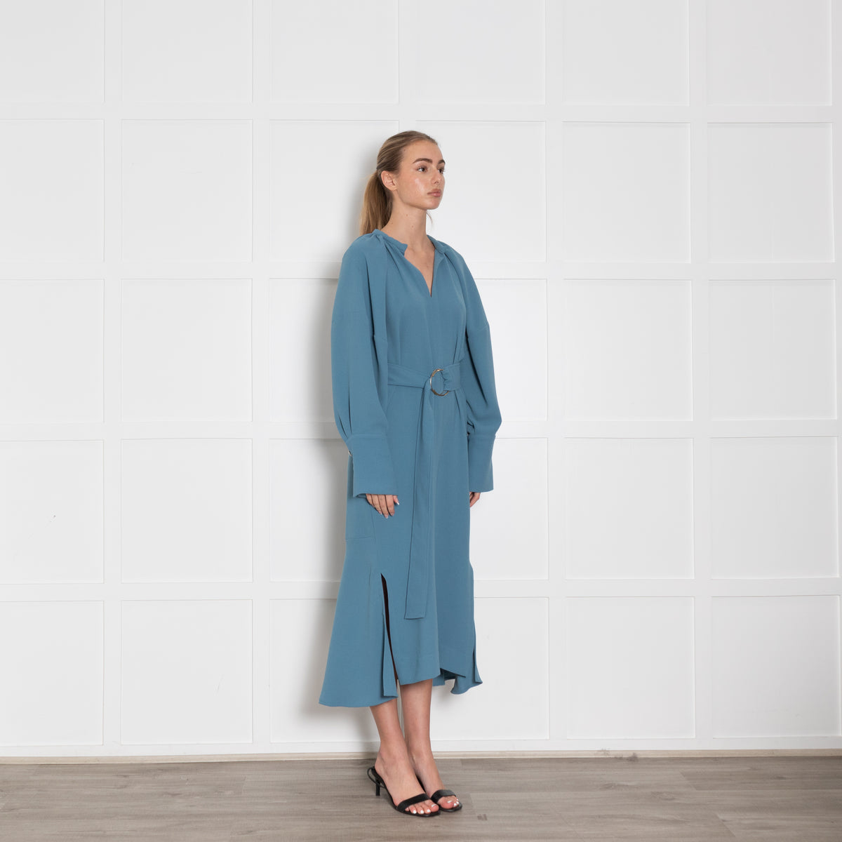 Eudon Choi Blue Long Sleeve Belted Dress