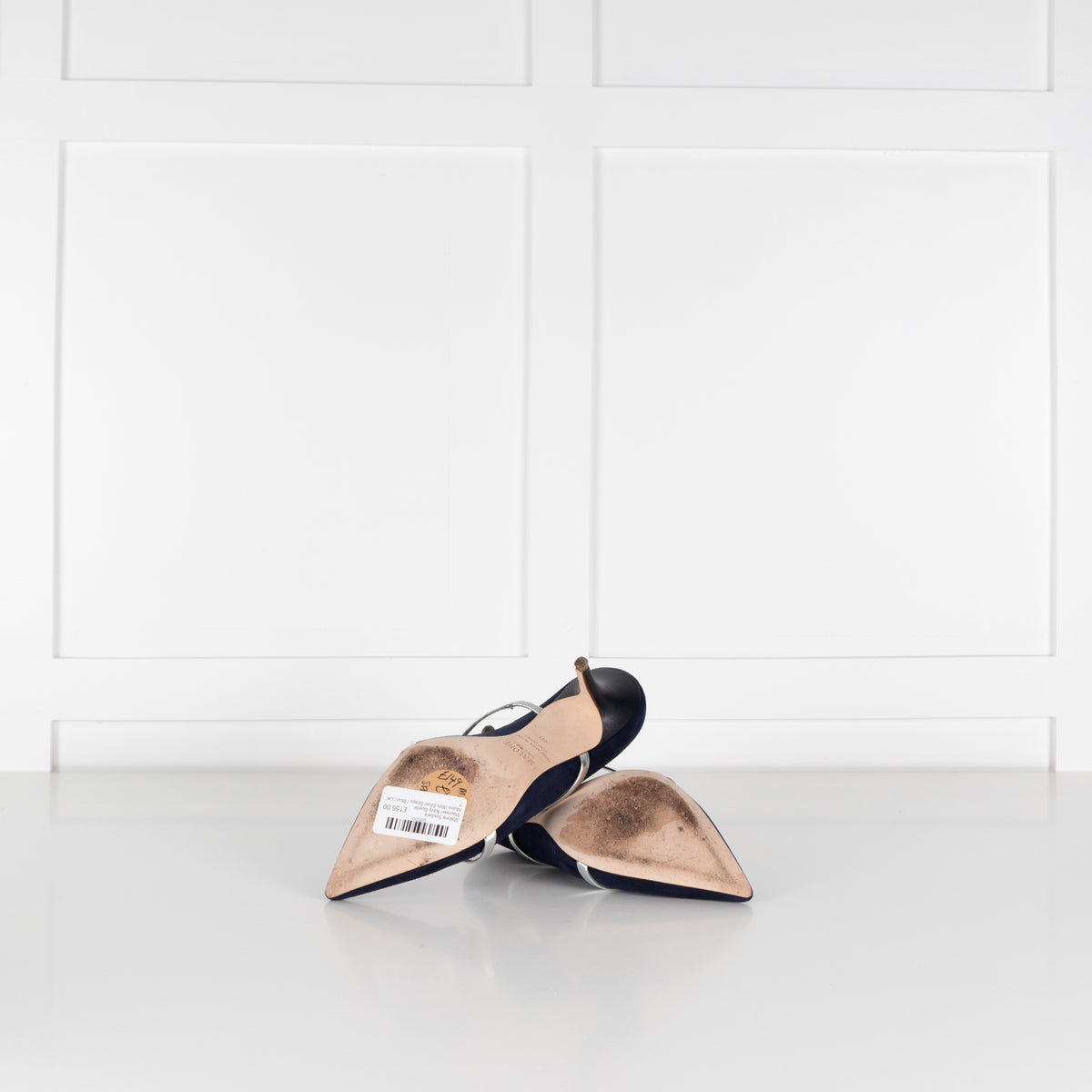 Malone Souliers Maureen Navy Suede Mules With Silver Straps