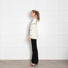 Maje Cream Cardigan with Black Trim