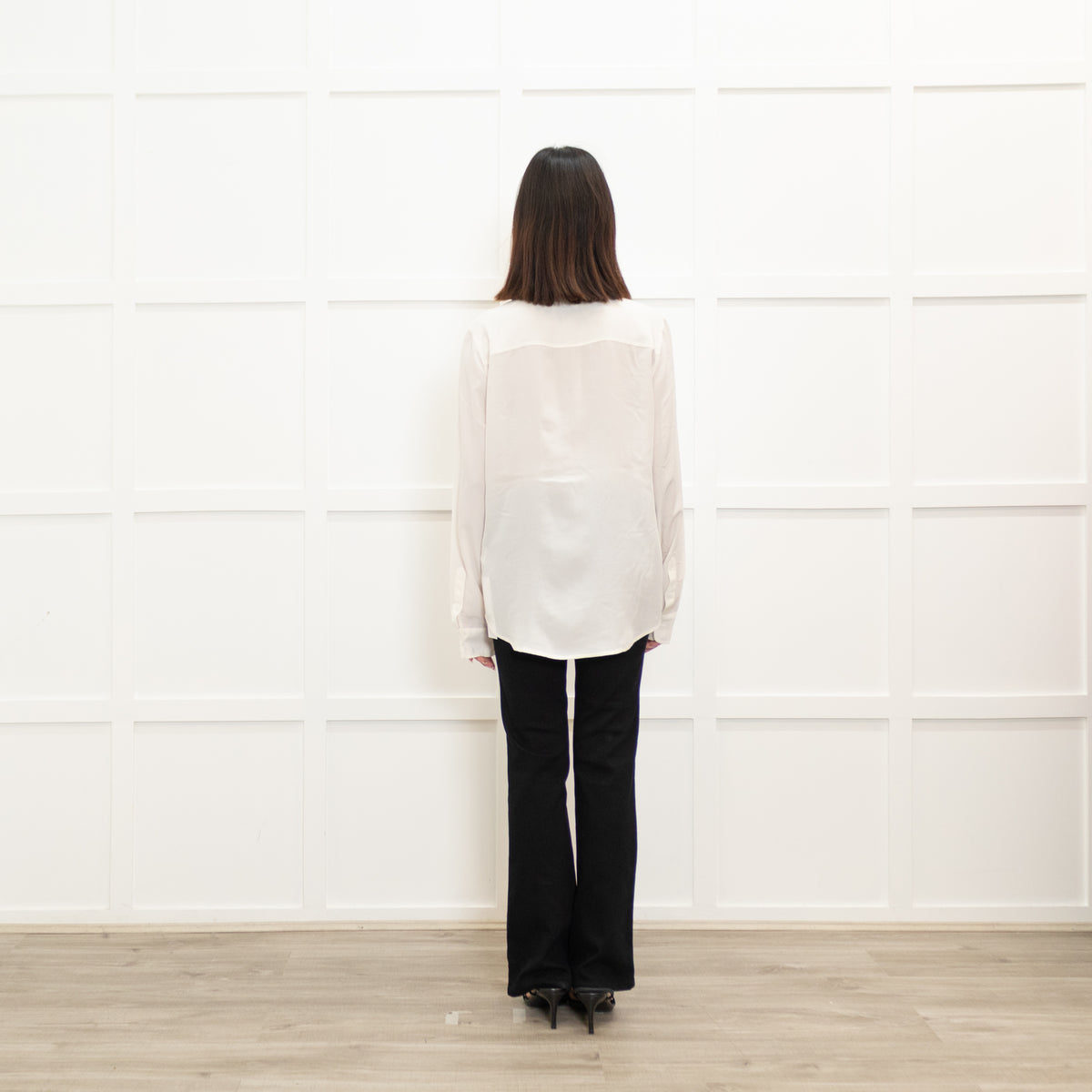 Equipment Cream Silk Scallop Bib Shirt