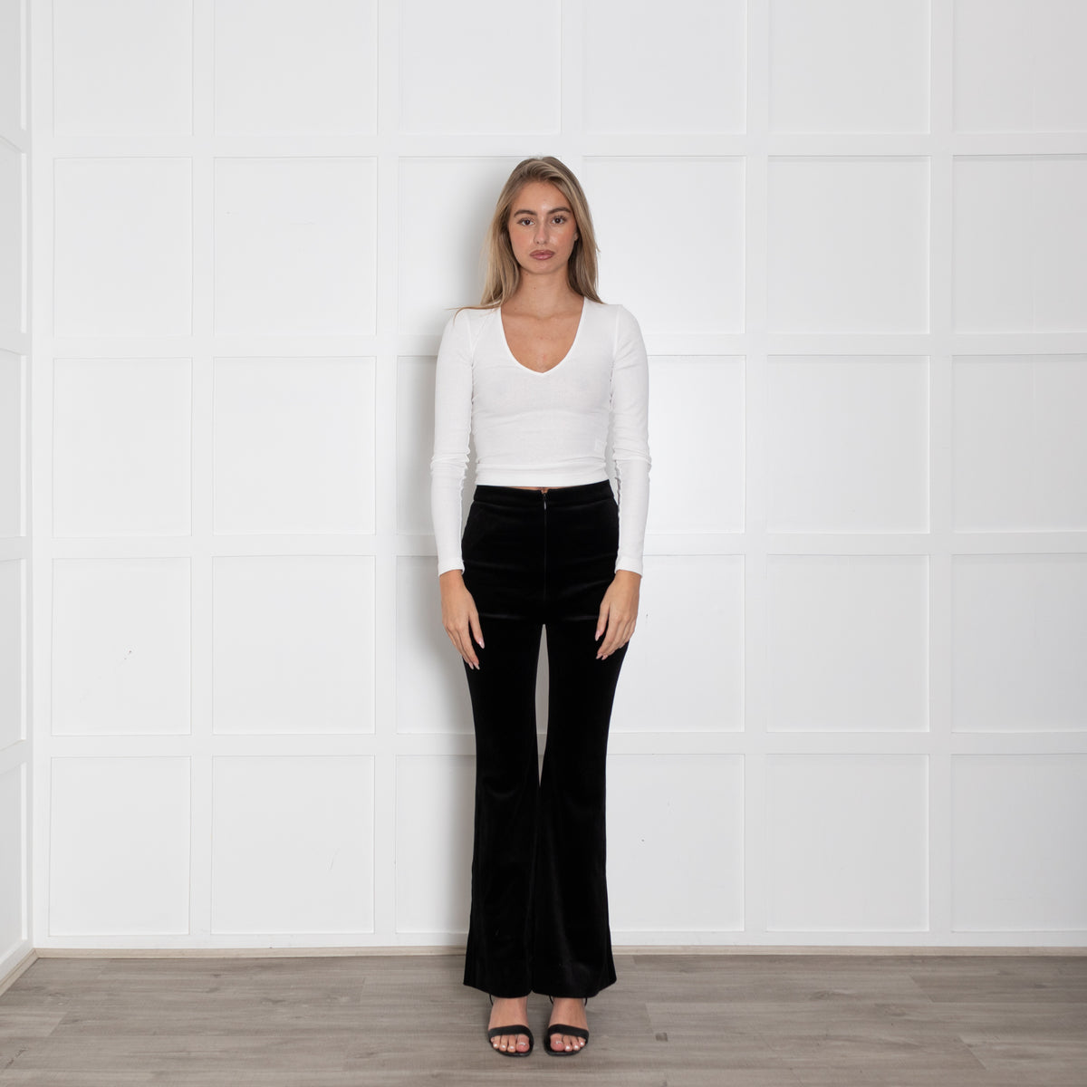 Nadine Merabi Black Velvet Davina Trousers