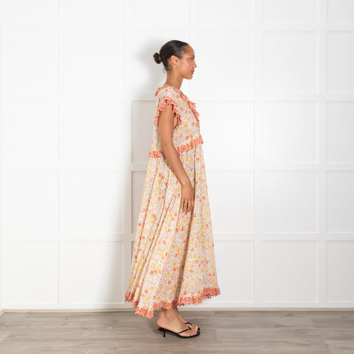 Free People Melania  Orange Cotton Maxi Dress