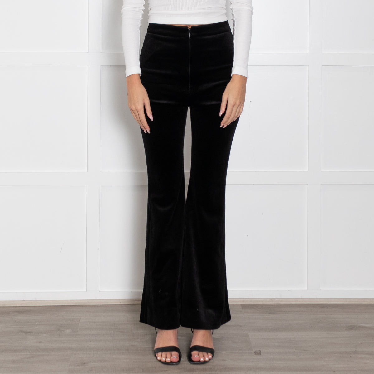 Nadine Merabi Black Velvet Davina Trousers