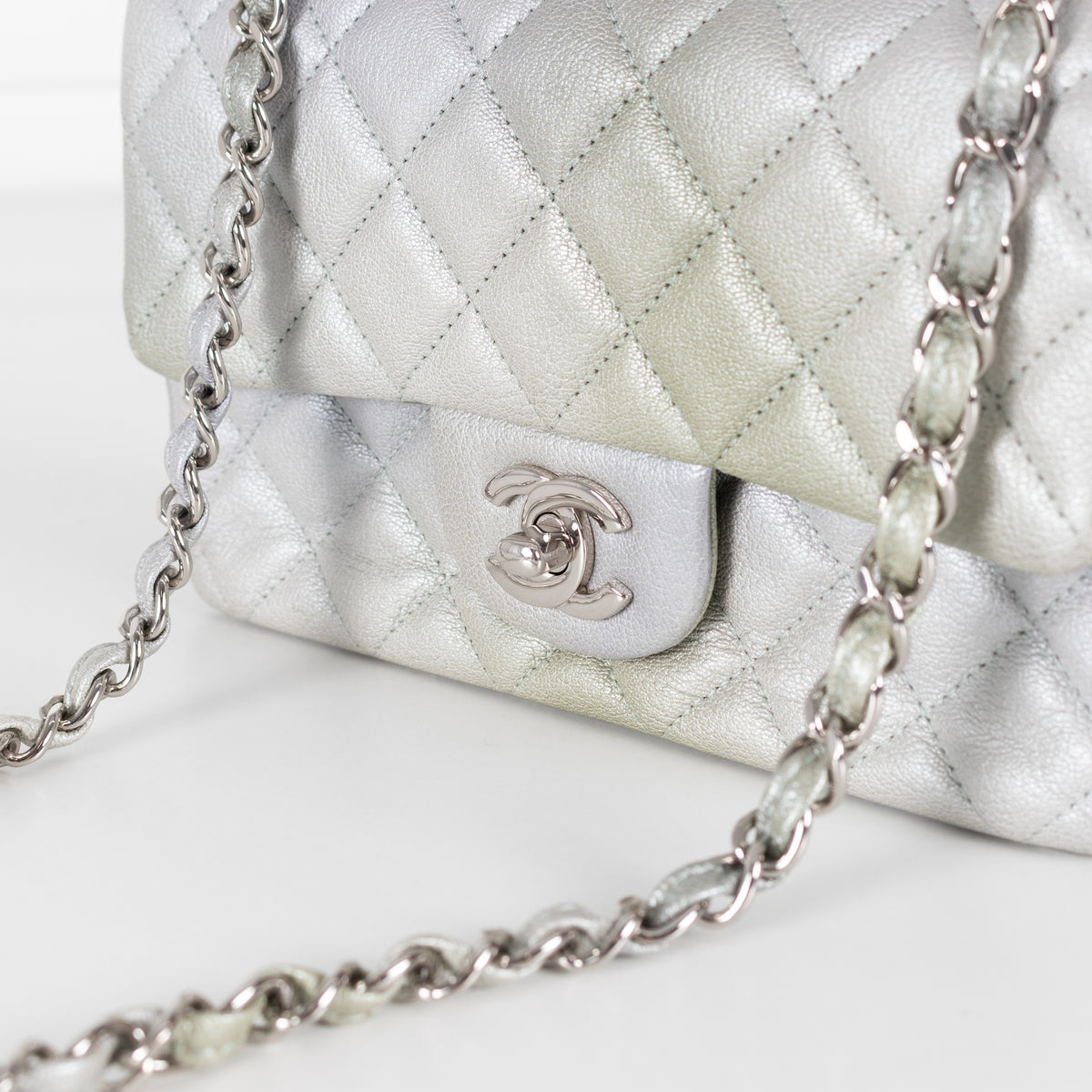 Chanel Green and Silver Limited Edition Mini Flap