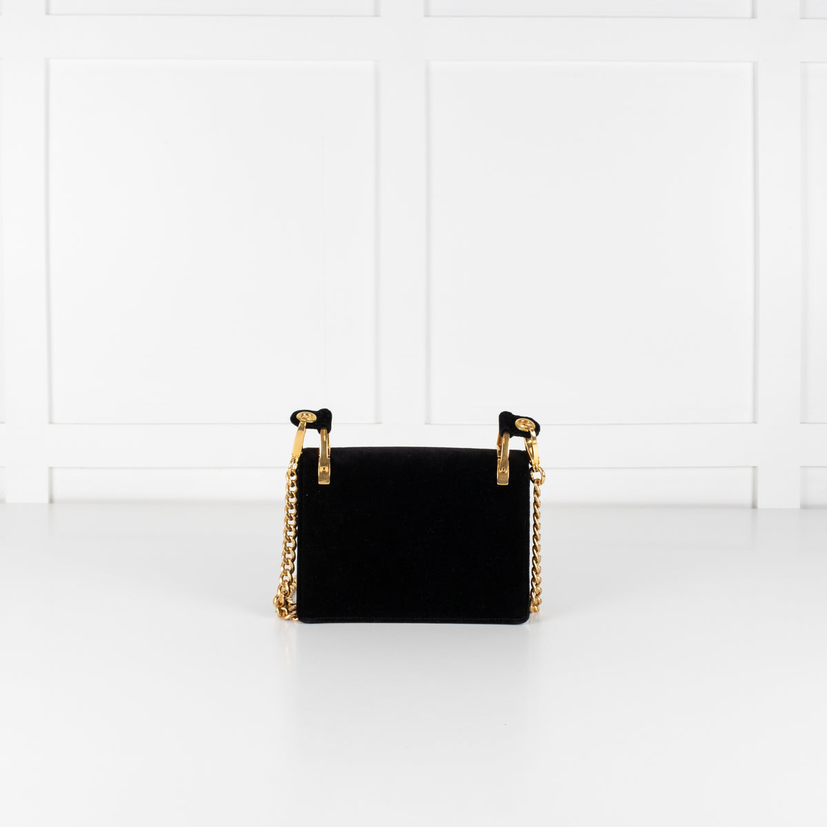 Prada Pattina Black Velvet Flap Bag With Gold Chain