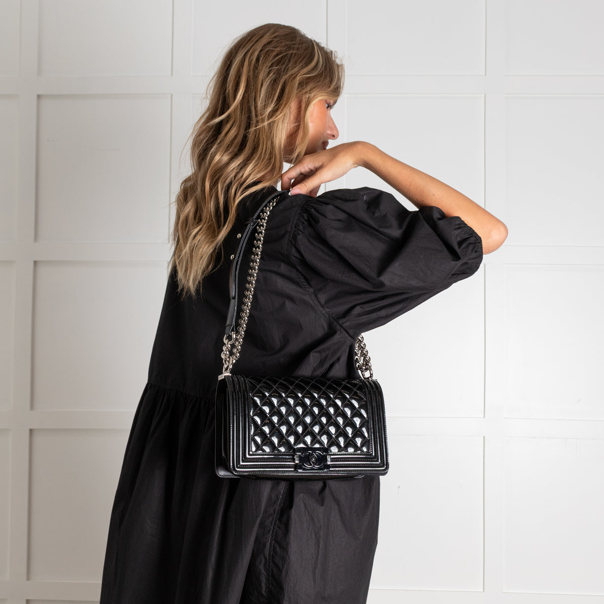 Chanel Black Patent Leather Boy Flap bag