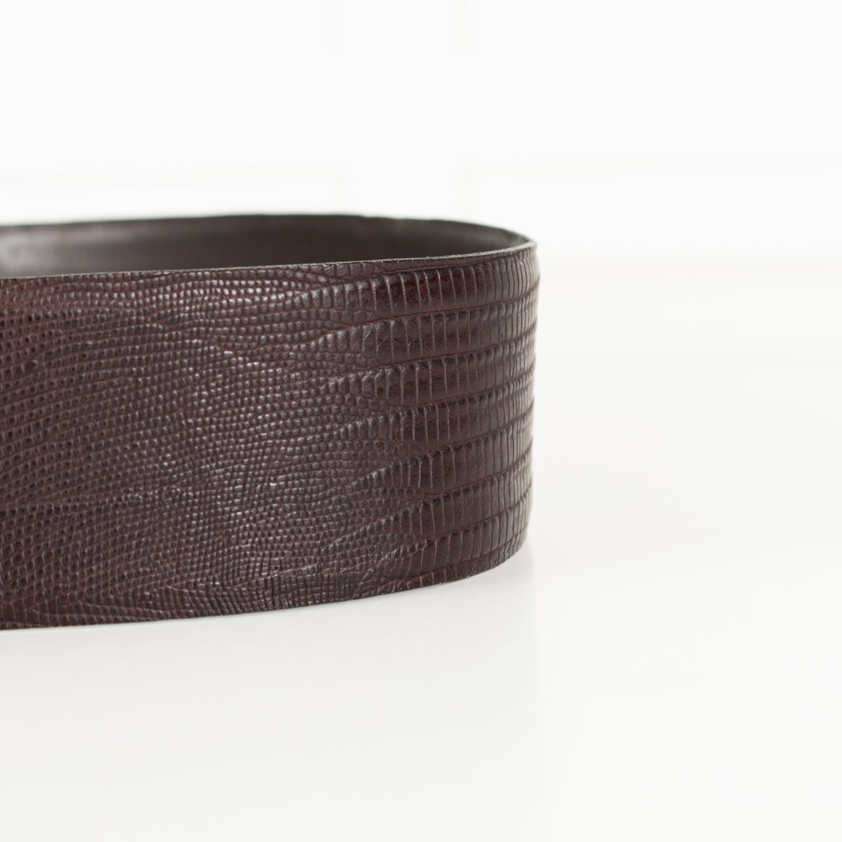 Kenzo Brown Embossed Leather Metal Needle Detail Wide Belt