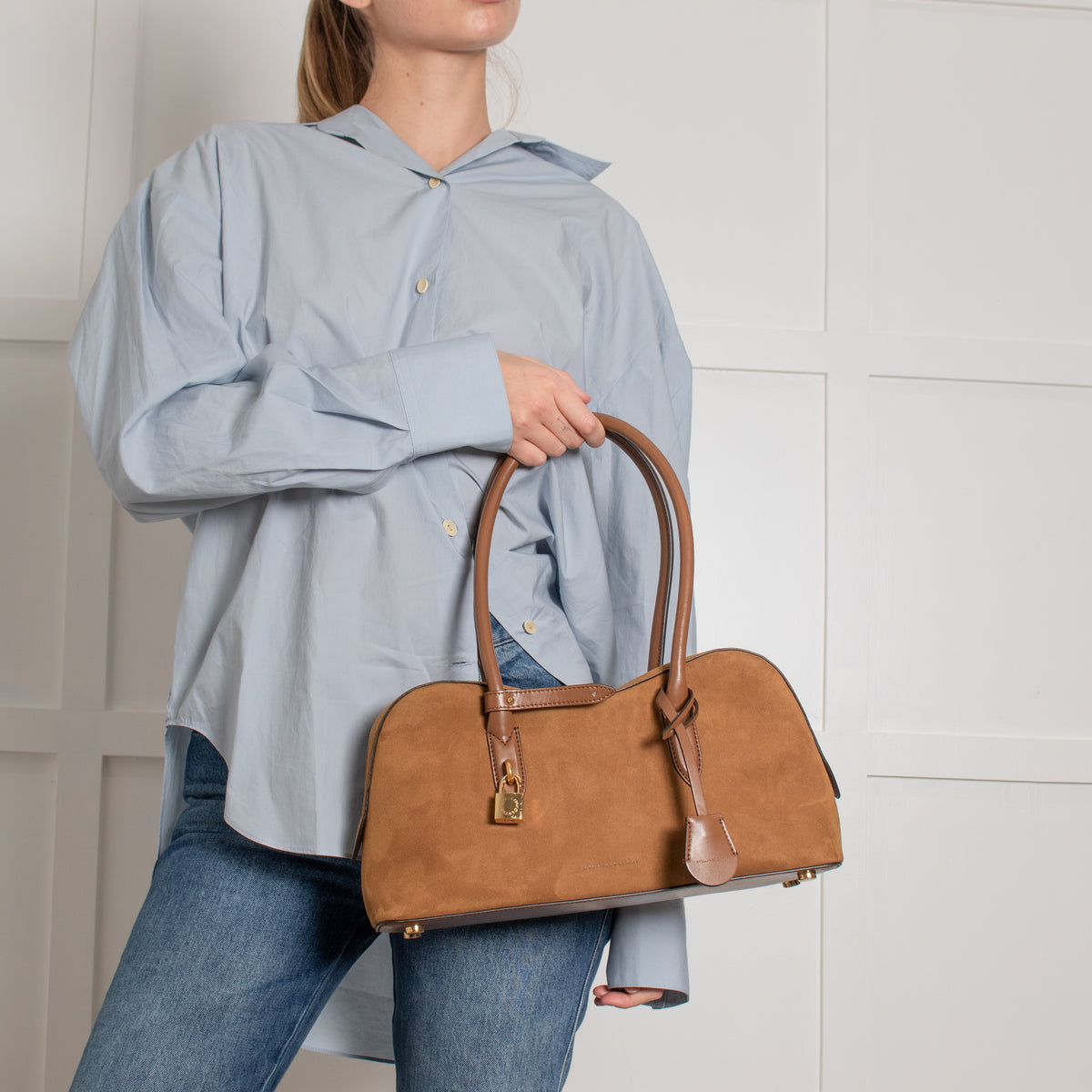 Stella McCartney Tan Ryder Faux Suede Shoulder Bag