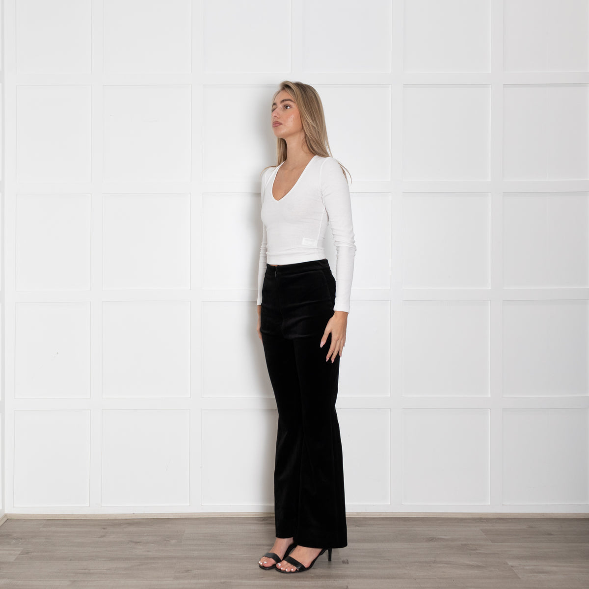 Nadine Merabi Black Velvet Davina Trousers