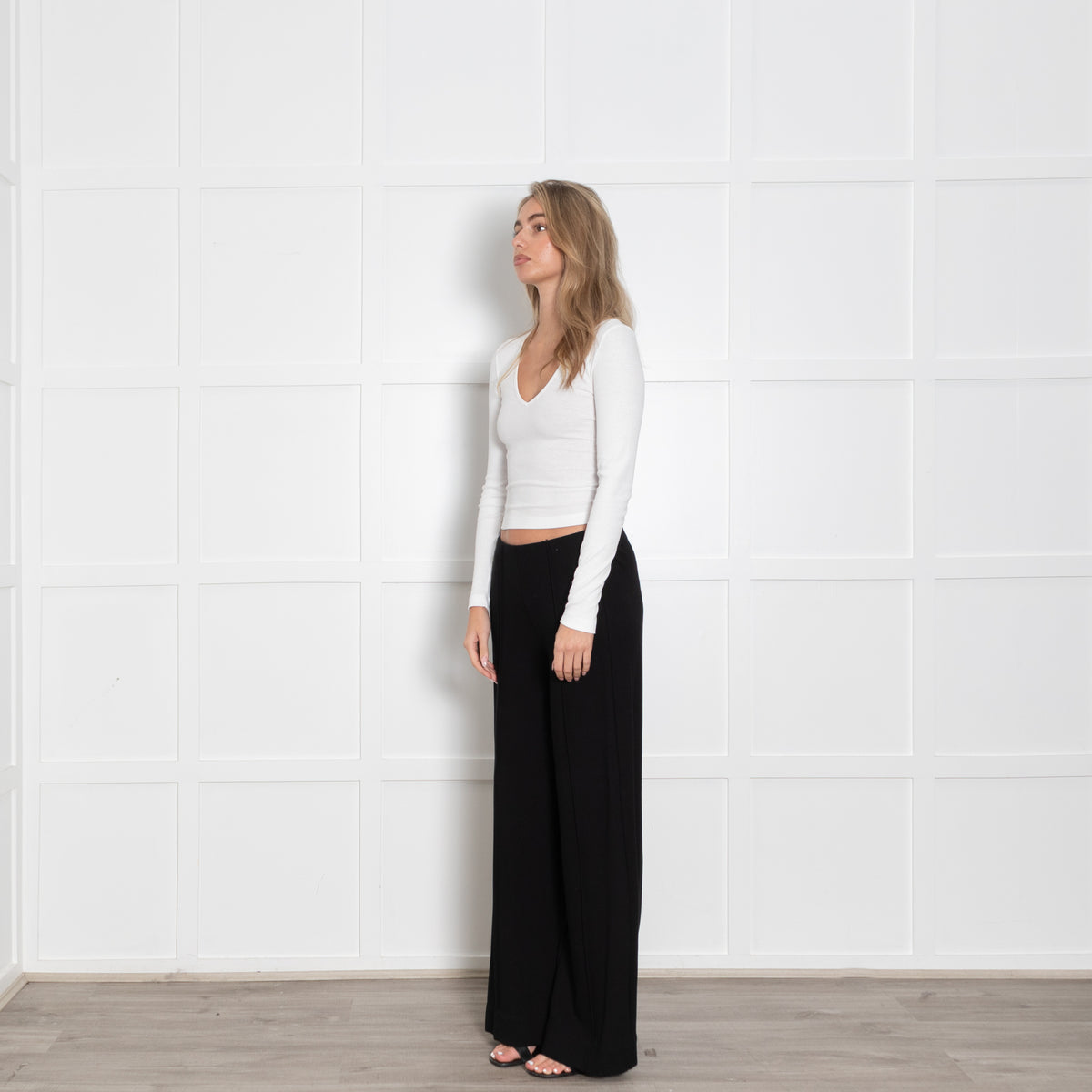 Me + Em Black Stretch Trousers With Side Concealed  Zip
