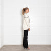 Maje Cream Cardigan with Black Trim
