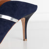 Malone Souliers Maureen Navy Suede Mules With Silver Straps