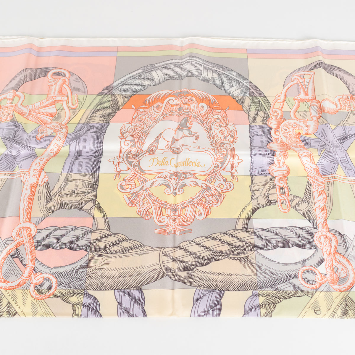 Hermes Cream Yellow Orange Silk Della Cavalleria Scarf