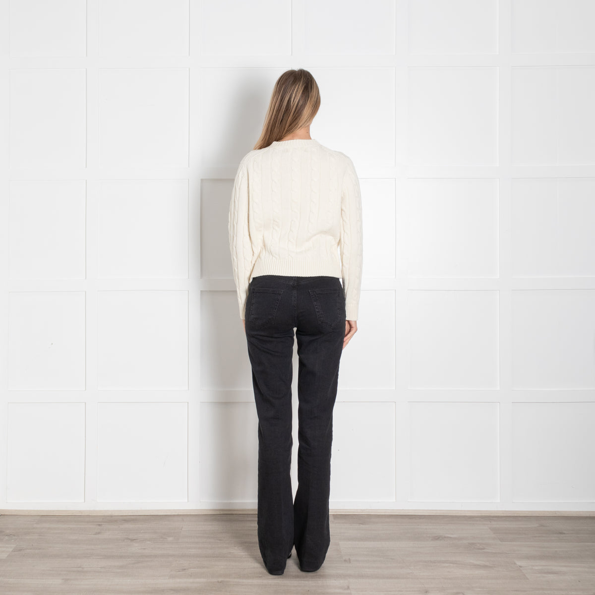 &Daughter Round Neck Cream Cable Knit Jumper