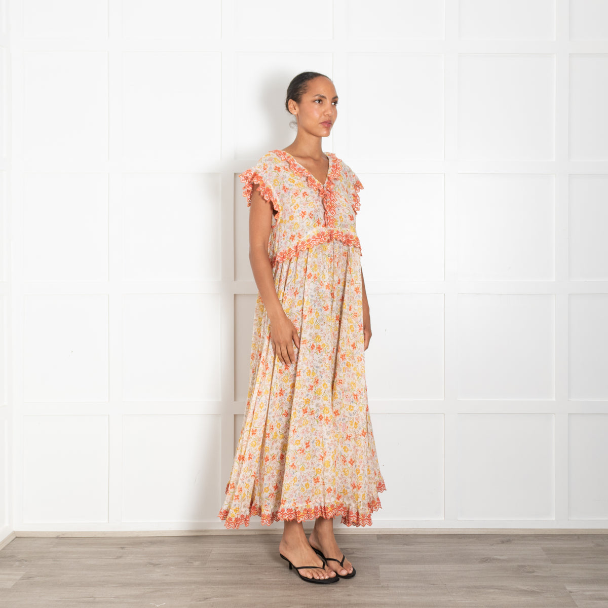 Free People Melania  Orange Cotton Maxi Dress