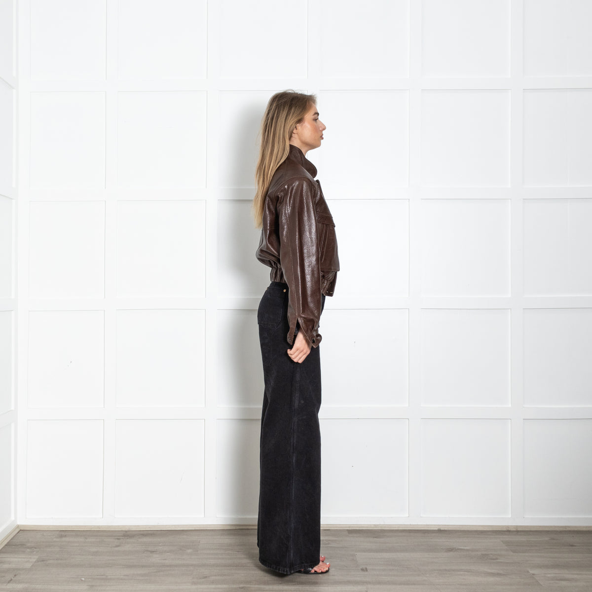 L Cuppini Brown The Becky Pebble Leather Jacket