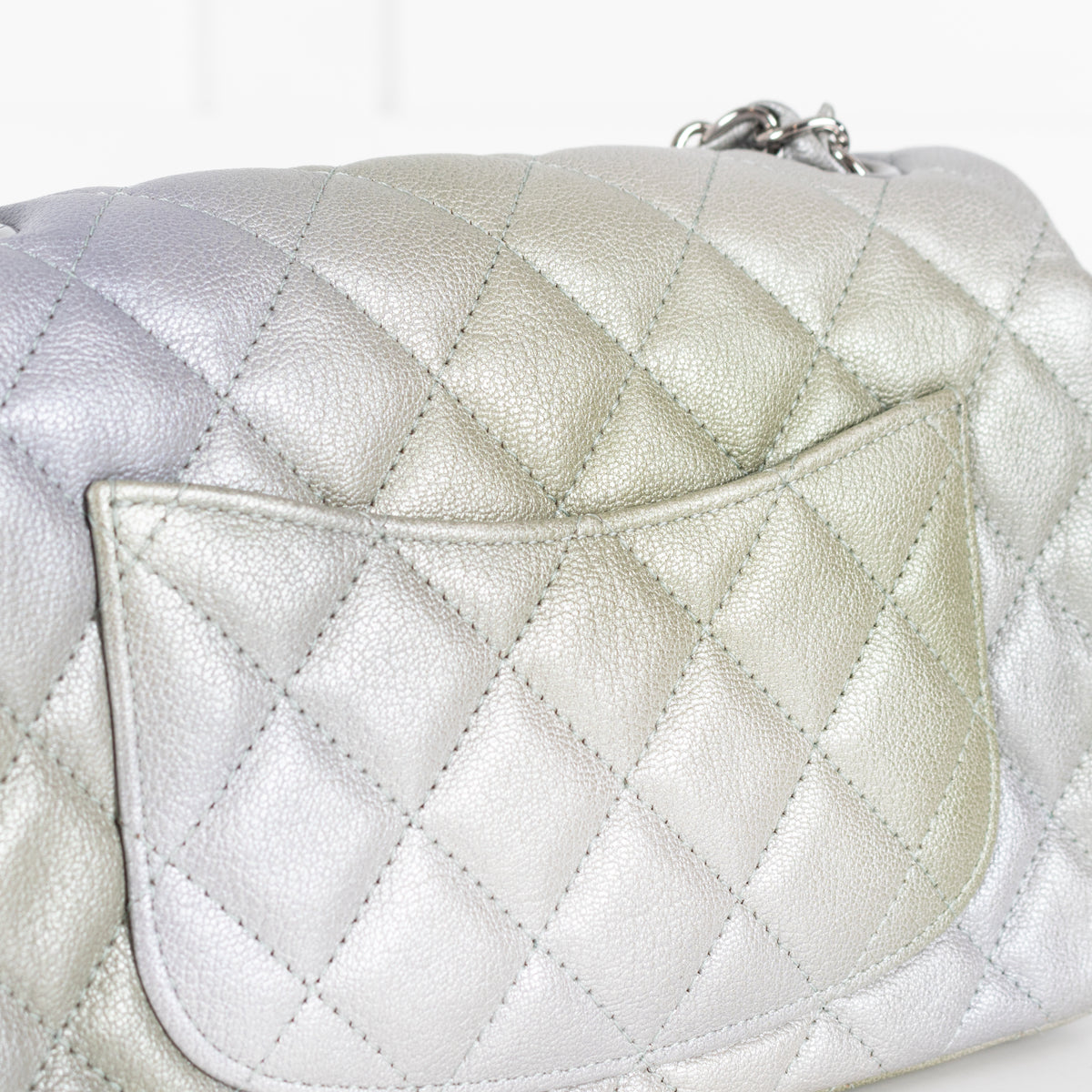 Chanel Green and Silver Limited Edition Mini Flap