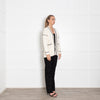 Maje Cream Cardigan with Black Trim