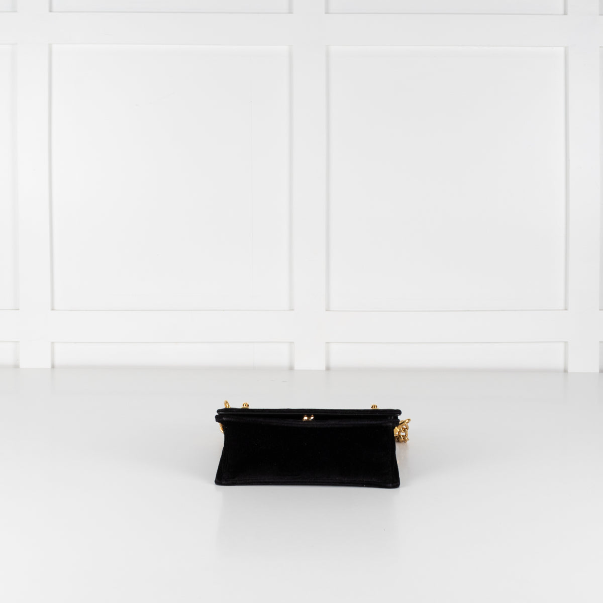 Prada Pattina Black Velvet Flap Bag With Gold Chain
