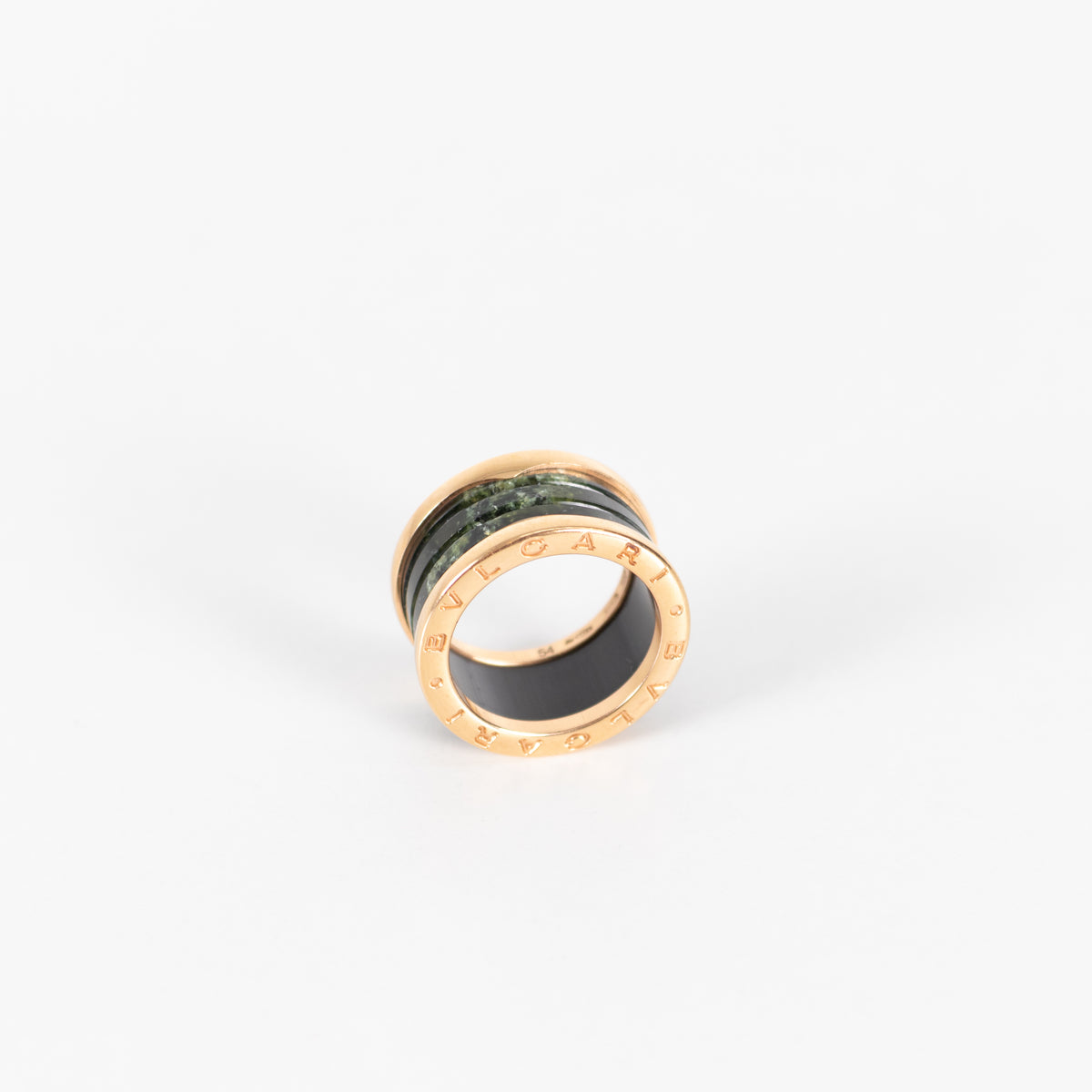 Bvlgari Green Ceramic & 18k Yellow Gold B.Zero Ring
