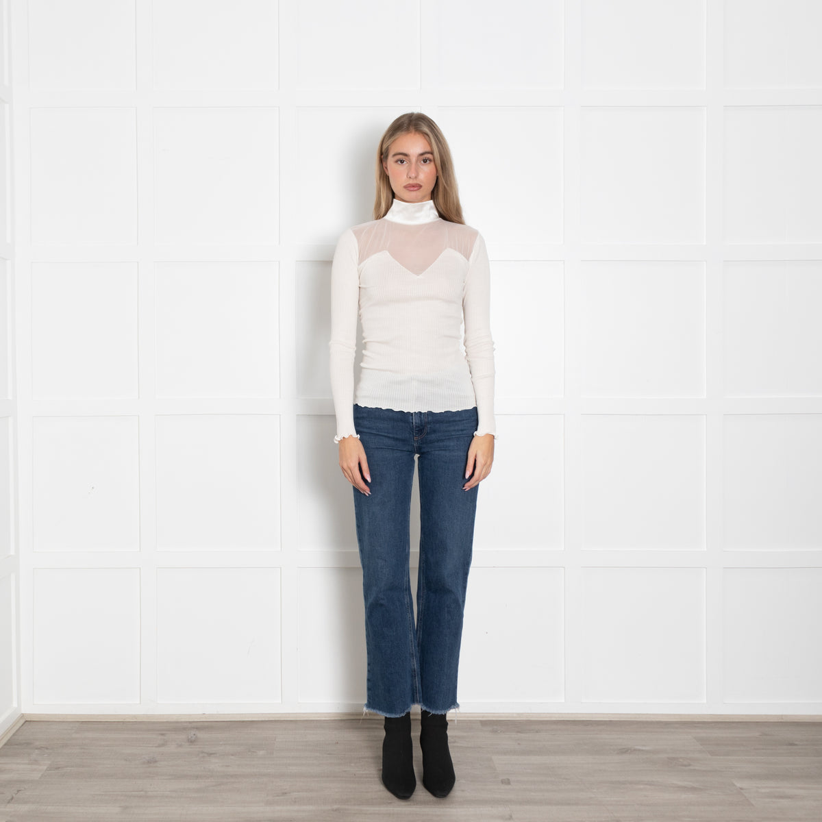 Boglietti Silk High Neck Rib Top