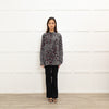 Equipment Grey and Fuschia Animal Print Silk Shirt