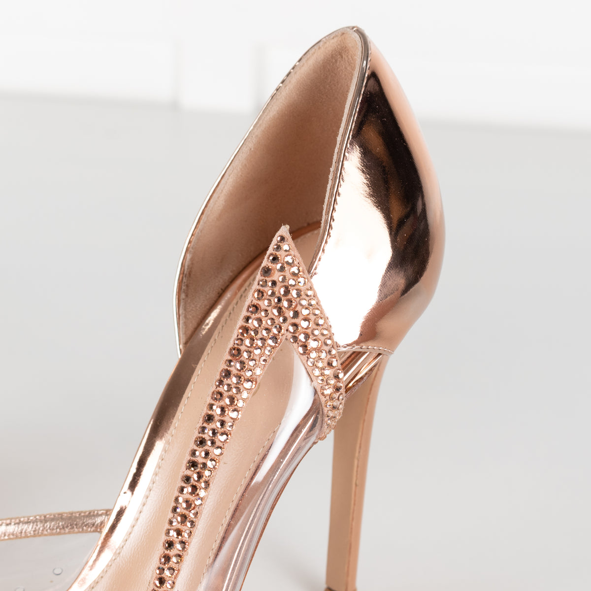 Gianvito Rossi Rose Gold Leif Plexi Trasp Diamante Shoes