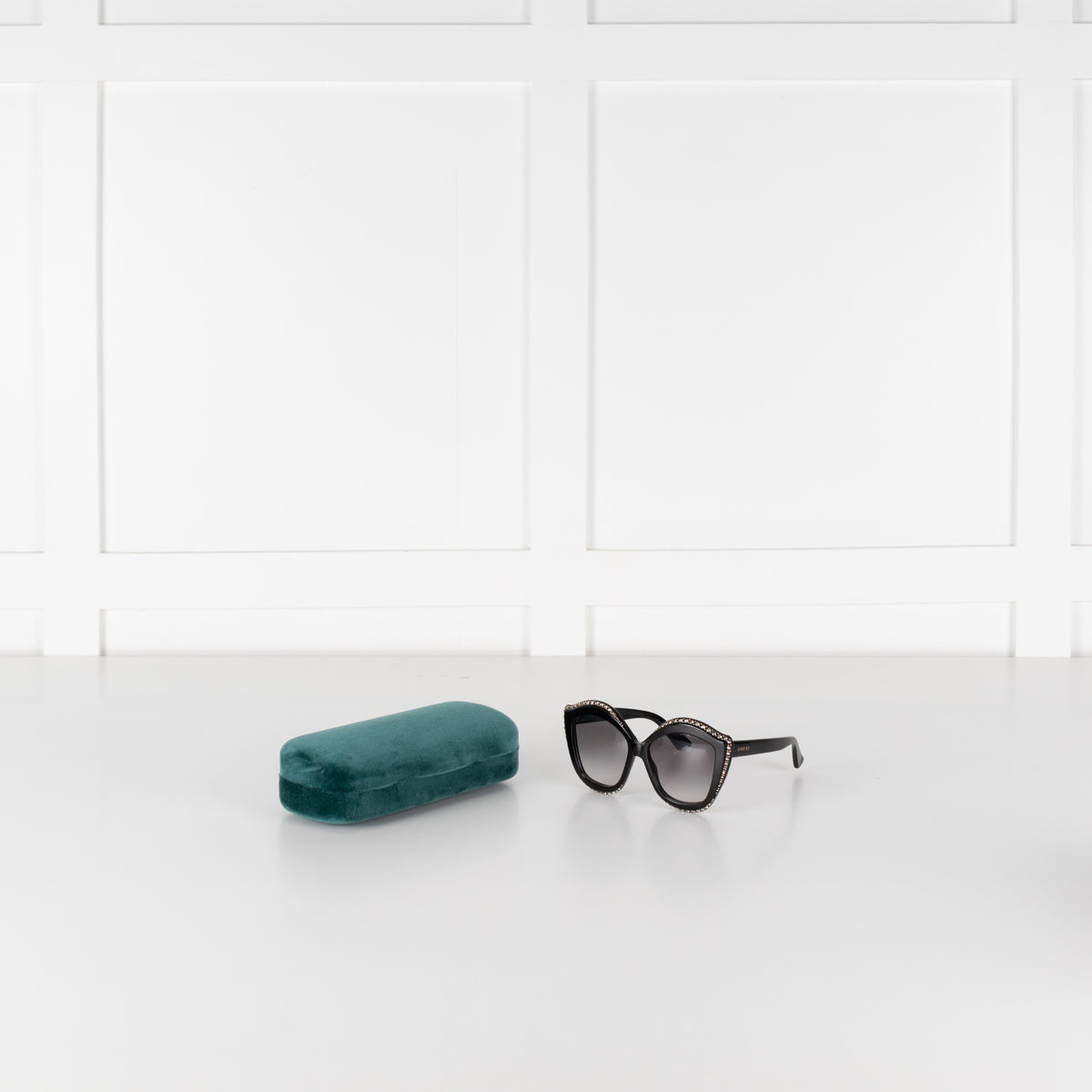 Gucci Black Diamante Embellished Oversized Cat Eye Sunglasses