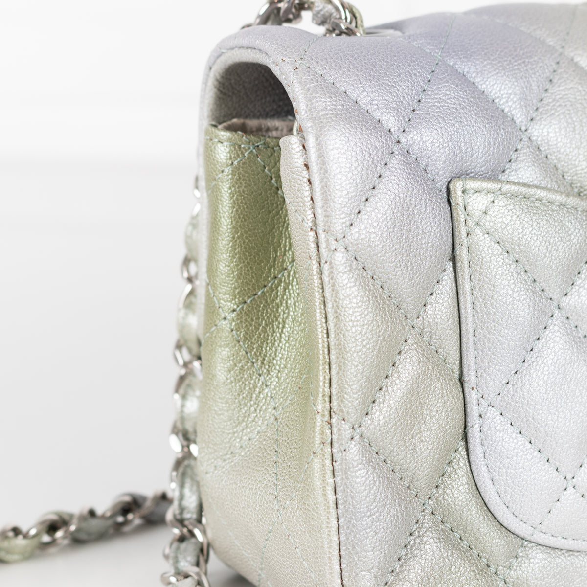 Chanel Green and Silver Limited Edition Mini Flap