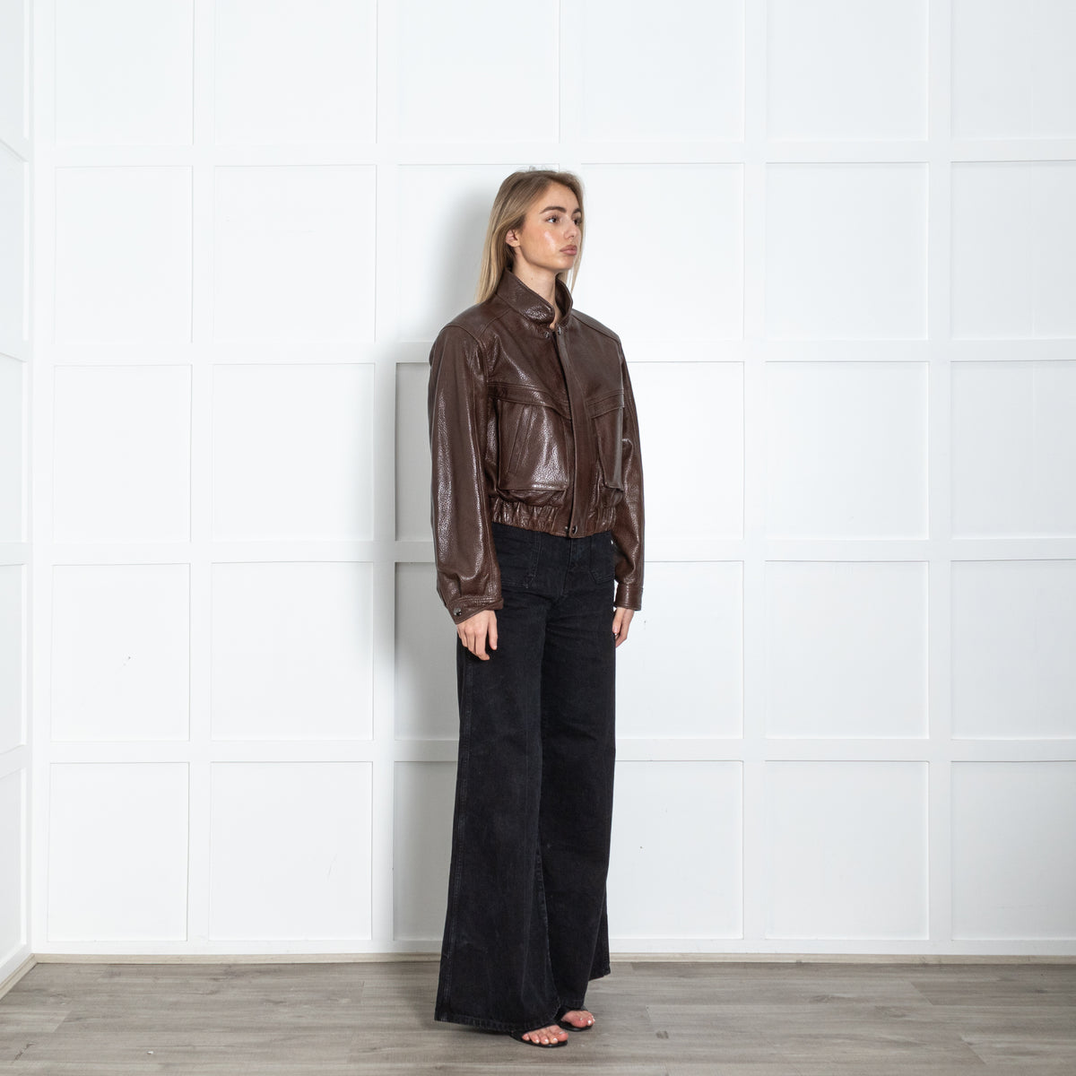 L Cuppini Brown The Becky Pebble Leather Jacket