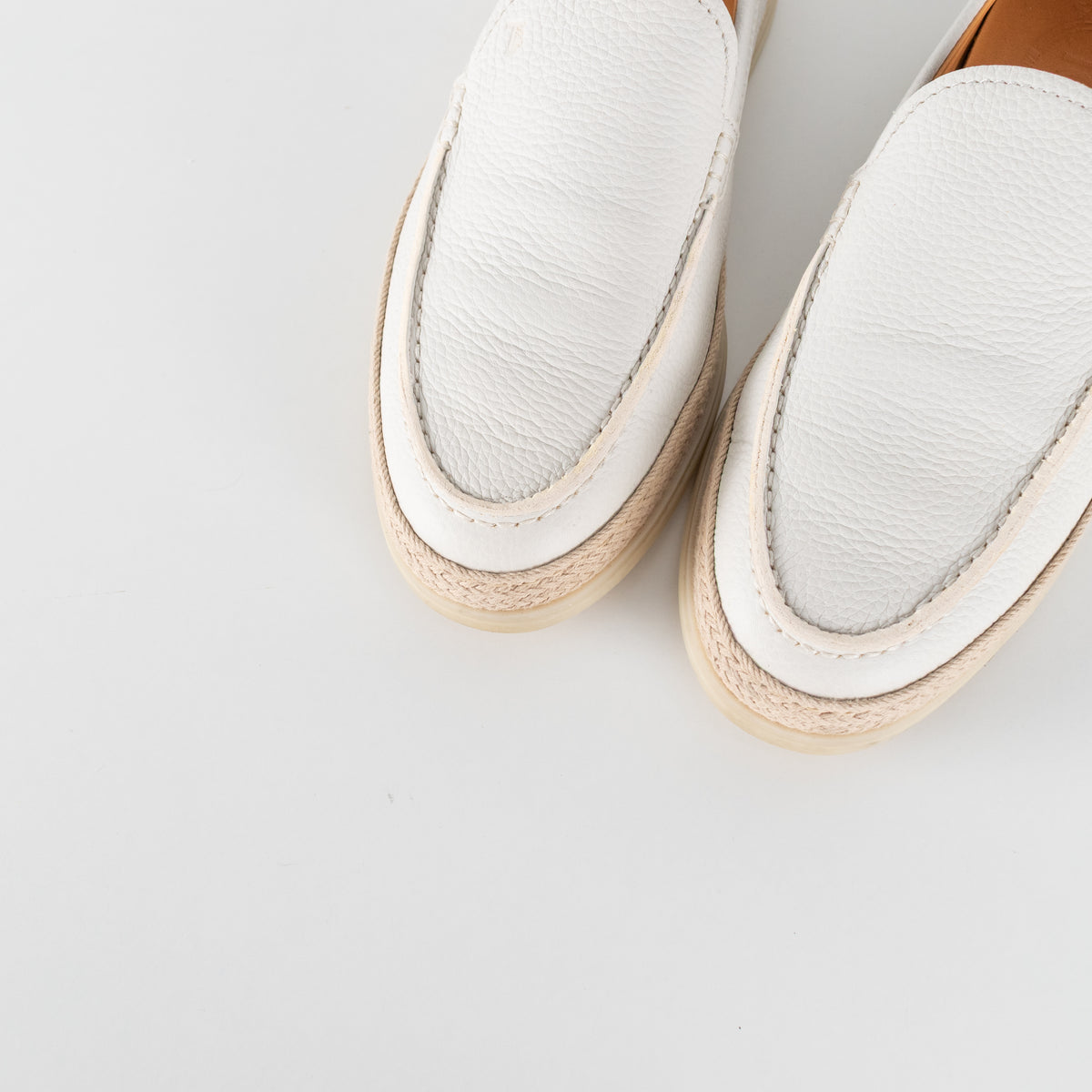 Tod's White Raffia Trimmed Leather Loafers
