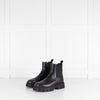 Fendi Logo Embossed Black Leather Chelsea Boots