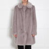 Miranda Dunn Pale Grey Fuax Fur Coat