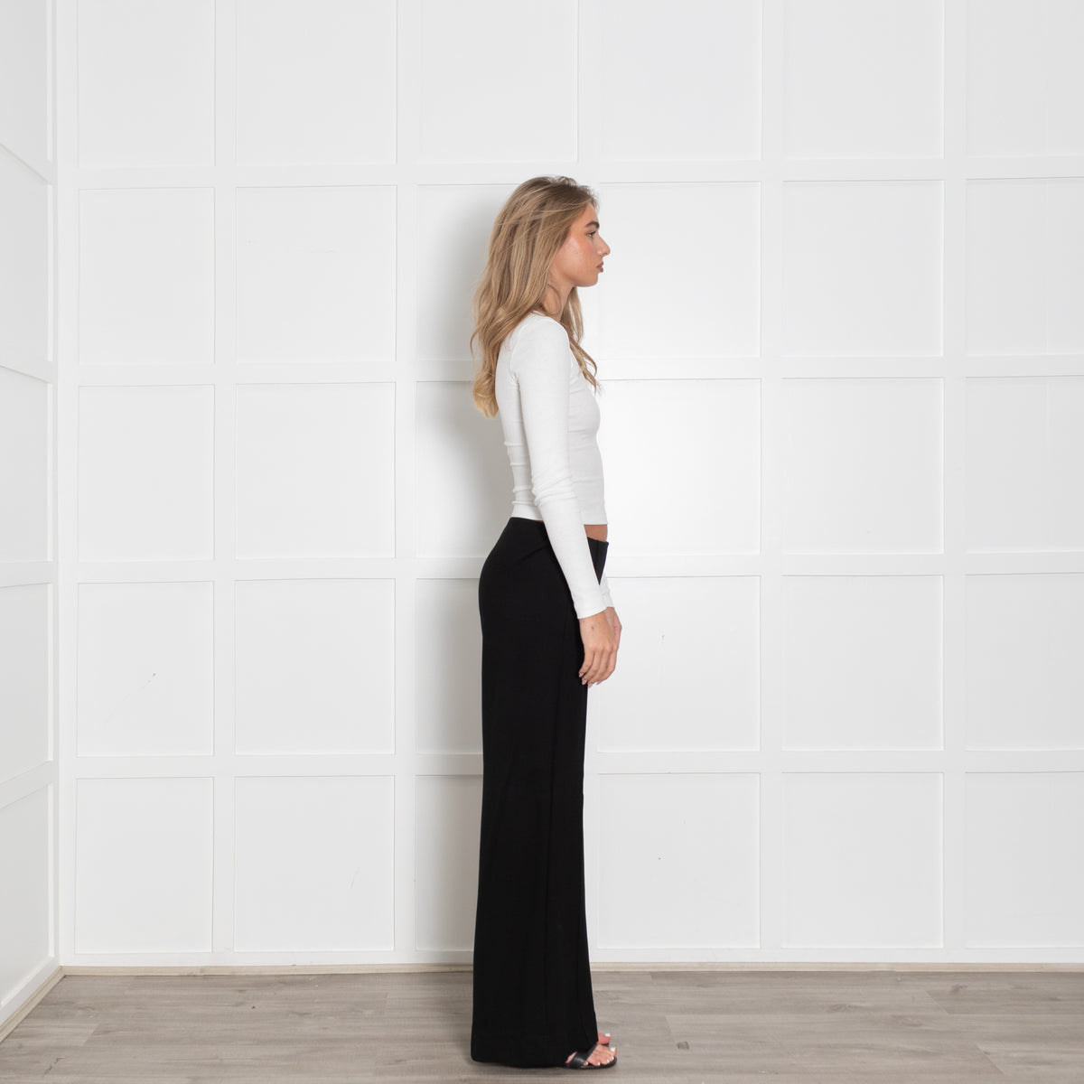Me + Em Black Stretch Trousers With Side Concealed  Zip