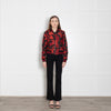Alice + Olivia Black Red Floral Jacquard Bomber Jacket