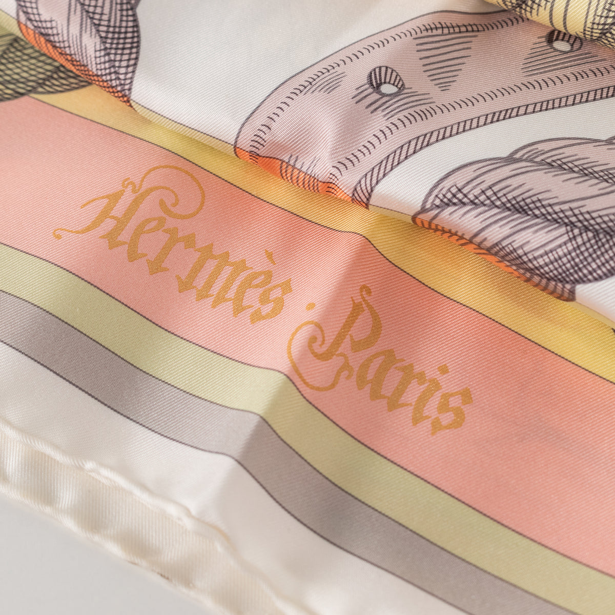 Hermes Cream Yellow Orange Silk Della Cavalleria Scarf
