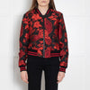 Alice + Olivia Black Red Floral Jacquard Bomber Jacket