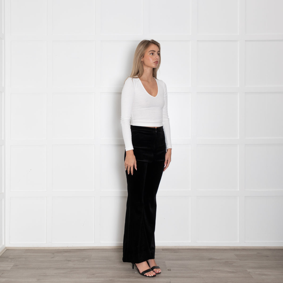Nadine Merabi Black Velvet Davina Trousers