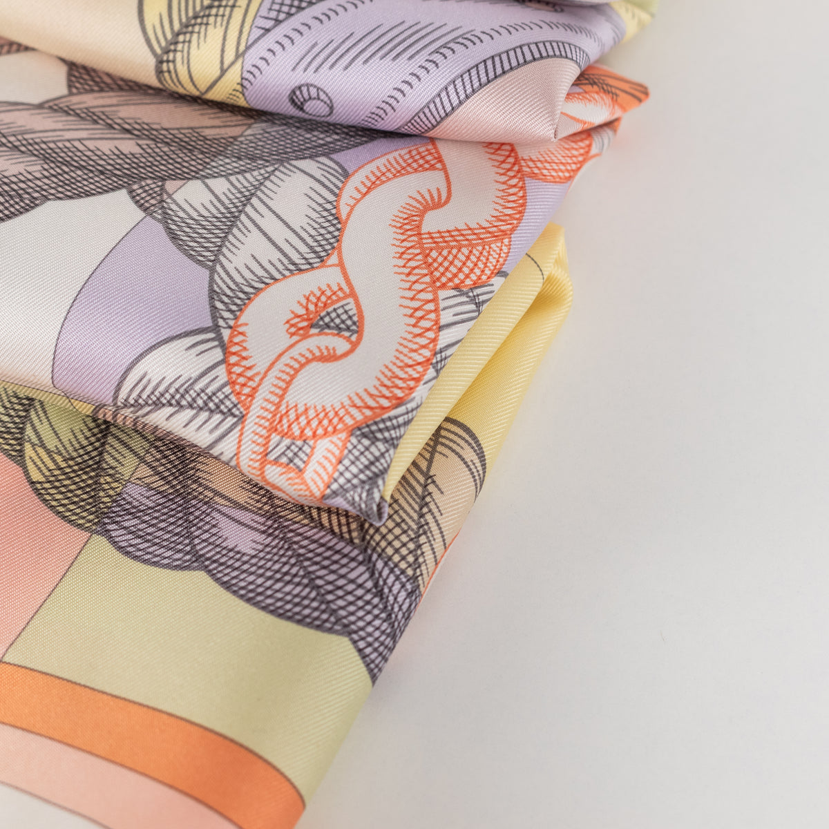 Hermes Cream Yellow Orange Silk Della Cavalleria Scarf