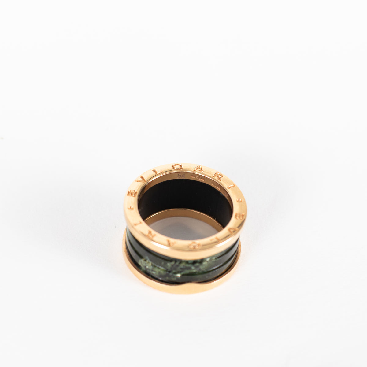 Bvlgari Green Ceramic & 18k Yellow Gold B.Zero Ring
