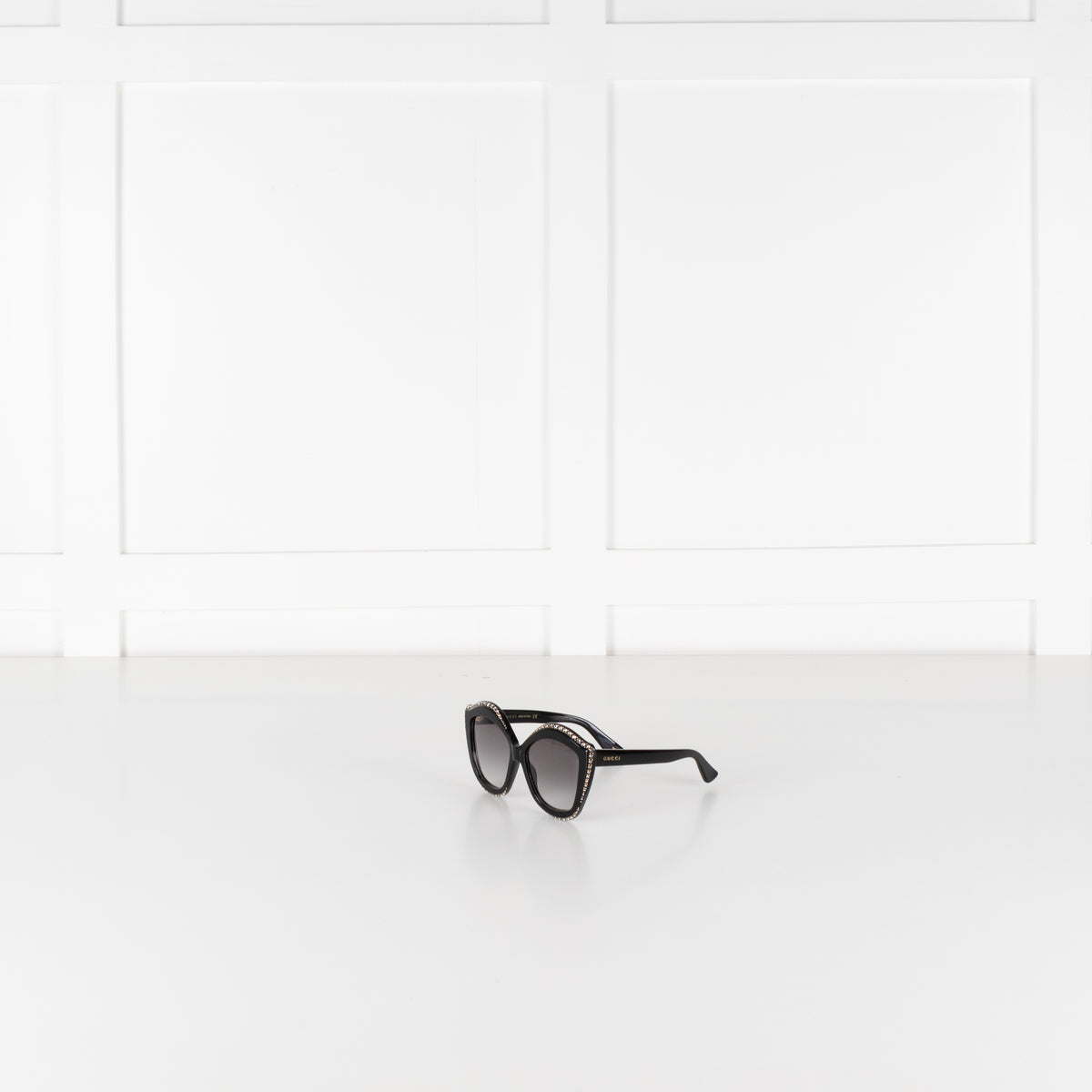 Gucci Black Diamante Embellished Oversized Cat Eye Sunglasses